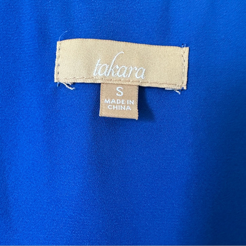 Takara • Cobalt Blue Lace Trim Sleeveless Flowy Coquette Cottagecore Floral Top - Picture 5 of 6